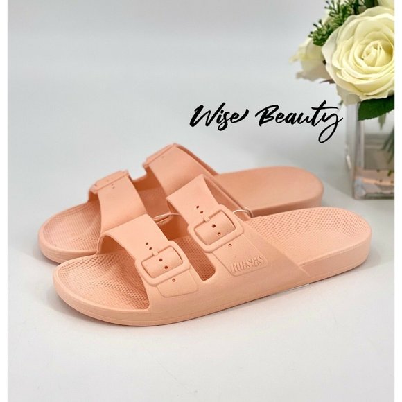 Freedom Moses Womens Two Band Slide Sandals Peach Baby Size 10-10.5 Shoe NWT! - Picture 10 of 10